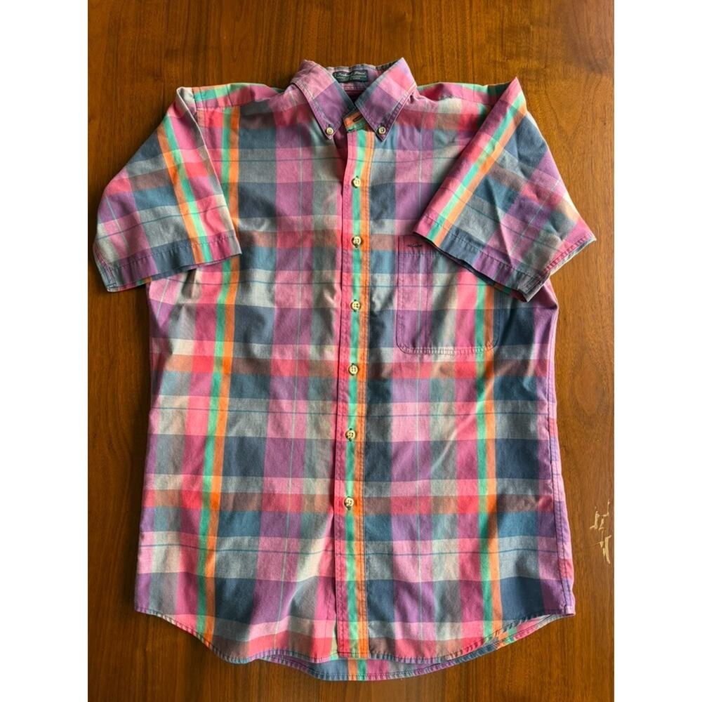 Vintage Gant Men's Foxhunt Multicolored Plaid Short Sleeve Button Down - Size M
